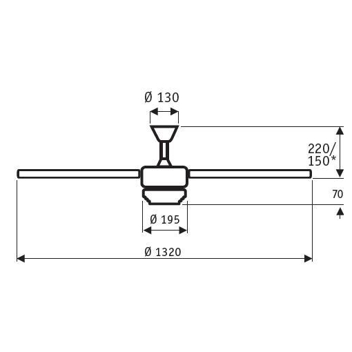 Wentylator sufitowy Casa Fan ROTARY - wymiary